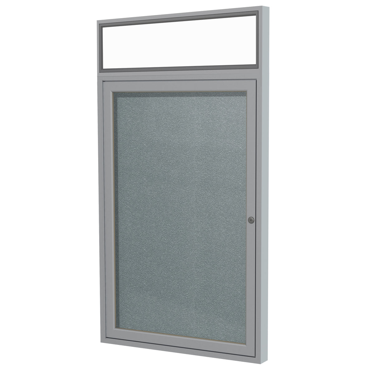 Ghent 1 Door Enclosed Vinyl Bulletin Board w/ Satin Headliner Frame, 3'H x 3'W, Stone_1