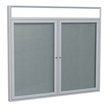 Ghent 2 Door Enclosed Vinyl Bulletin Board w/ Satin Headliner Frame, 3'H x 5'W, Stone_1