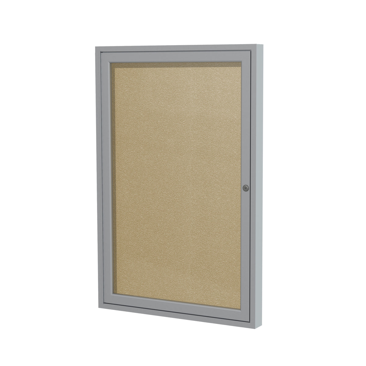 Ghent 1 Door Enclosed Vinyl Bulletin Board w/ Satin Aluminum Frame, 3'H x 3'W, Caramel_1