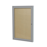 Ghent 1 Door Enclosed Vinyl Bulletin Board w/ Satin Aluminum Frame, 3'H x 3'W, Caramel_1