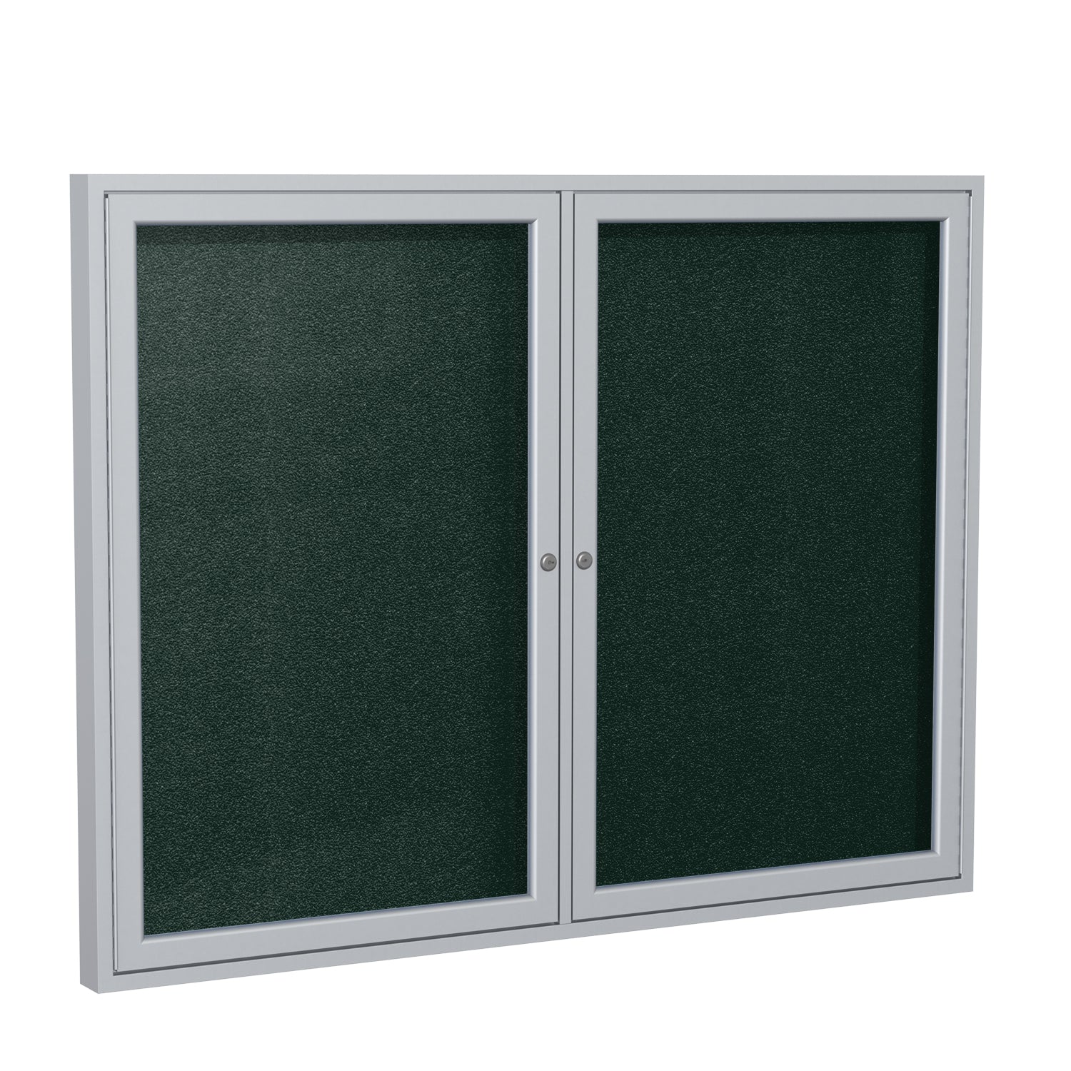 Ghent 2 Door Enclosed Vinyl Bulletin Board w/ Satin Aluminum Frame, 3'H x 4'W, Ebony_1