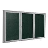 Ghent 3 Door Enclosed Vinyl Bulletin Board w/ Satin Aluminum Frame, 4'H x 8'W, Ebony_1