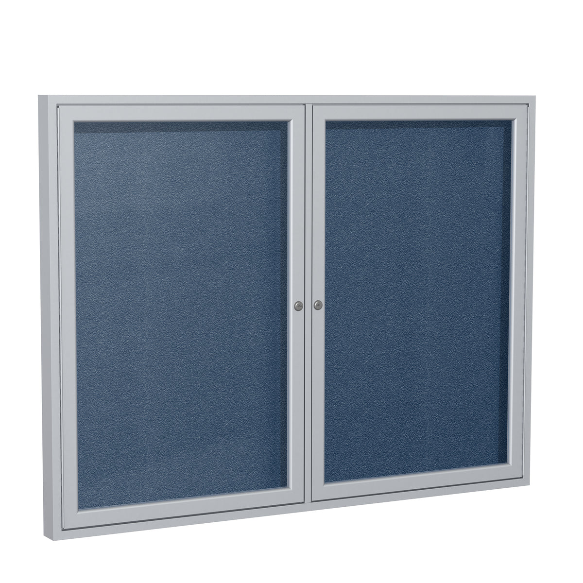 Ghent 2 Door Enclosed Vinyl Bulletin Board w/ Satin Aluminum Frame, 4'H x 5'W, Navy_1