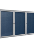 Ghent 3 Door Enclosed Vinyl Bulletin Board w/ Satin Aluminum Frame, 4'H x 6'W, Navy_1