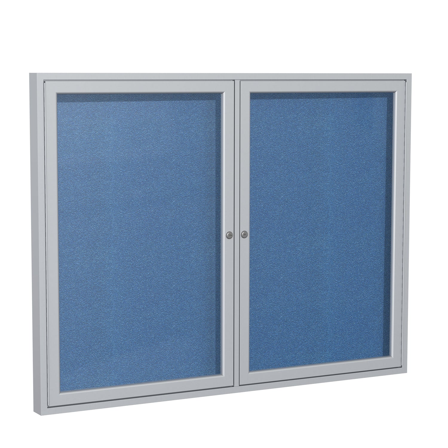 Ghent 2 Door Enclosed Vinyl Bulletin Board w/ Satin Aluminum Frame, 4&#39;H x 5&#39;W, Ocean_1