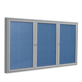 Ghent 3 Door Enclosed Vinyl Bulletin Board w/ Satin Aluminum Frame, 4'H x 8'W, Ocean_1