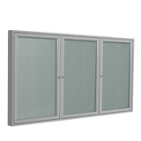 Ghent 3 Door Enclosed Vinyl Bulletin Board w/ Satin Aluminum Frame, 4'H x 8'W, Silver_1