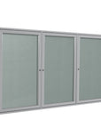 Ghent 3 Door Enclosed Vinyl Bulletin Board w/ Satin Aluminum Frame, 4'H x 6'W, Silver_1
