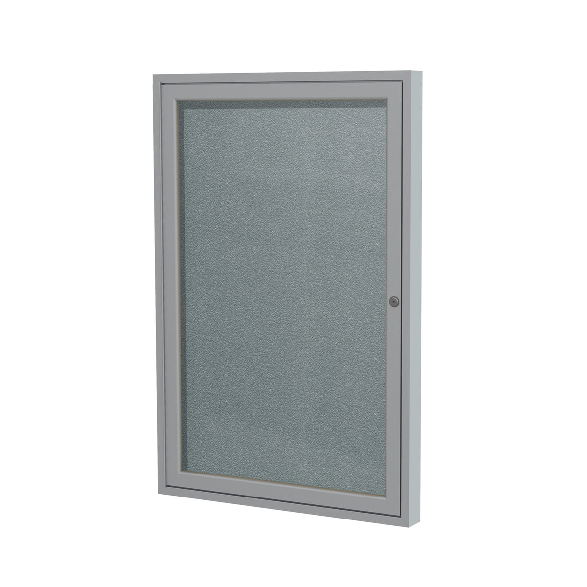 Ghent 1 Door Enclosed Vinyl Bulletin Board w/ Satin Aluminum Frame, 3'H x 3'W, Stone_1