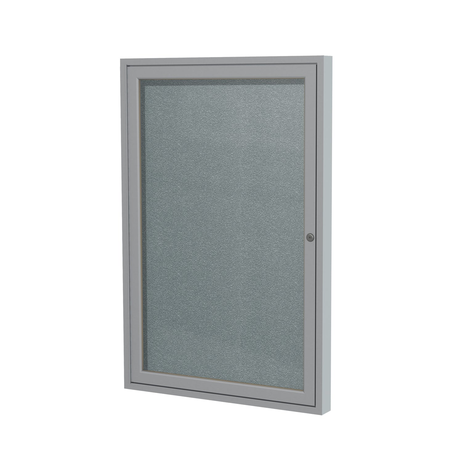Ghent 1 Door Enclosed Vinyl Bulletin Board w/ Satin Aluminum Frame, 3&#39;H x 2&#39;W, Stone_1
