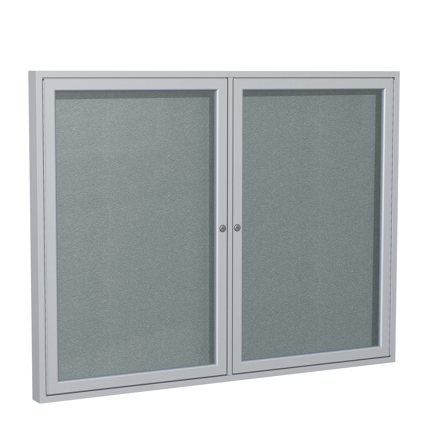 Ghent 2 Door Enclosed Vinyl Bulletin Board w/ Satin Aluminum Frame, 3&#39;H x 5&#39;W, Stone_1