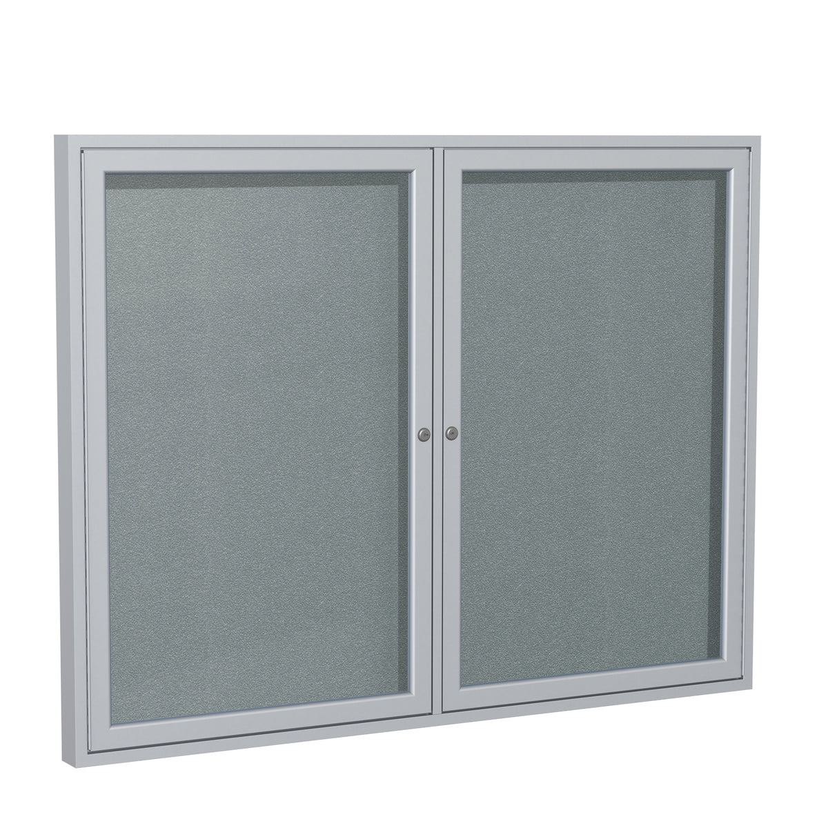 Ghent 2 Door Enclosed Vinyl Bulletin Board w/ Satin Aluminum Frame, 4'H x 5'W, Stone_1