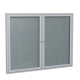Ghent 2 Door Enclosed Vinyl Bulletin Board w/ Satin Aluminum Frame, 4'H x 5'W, Stone_1