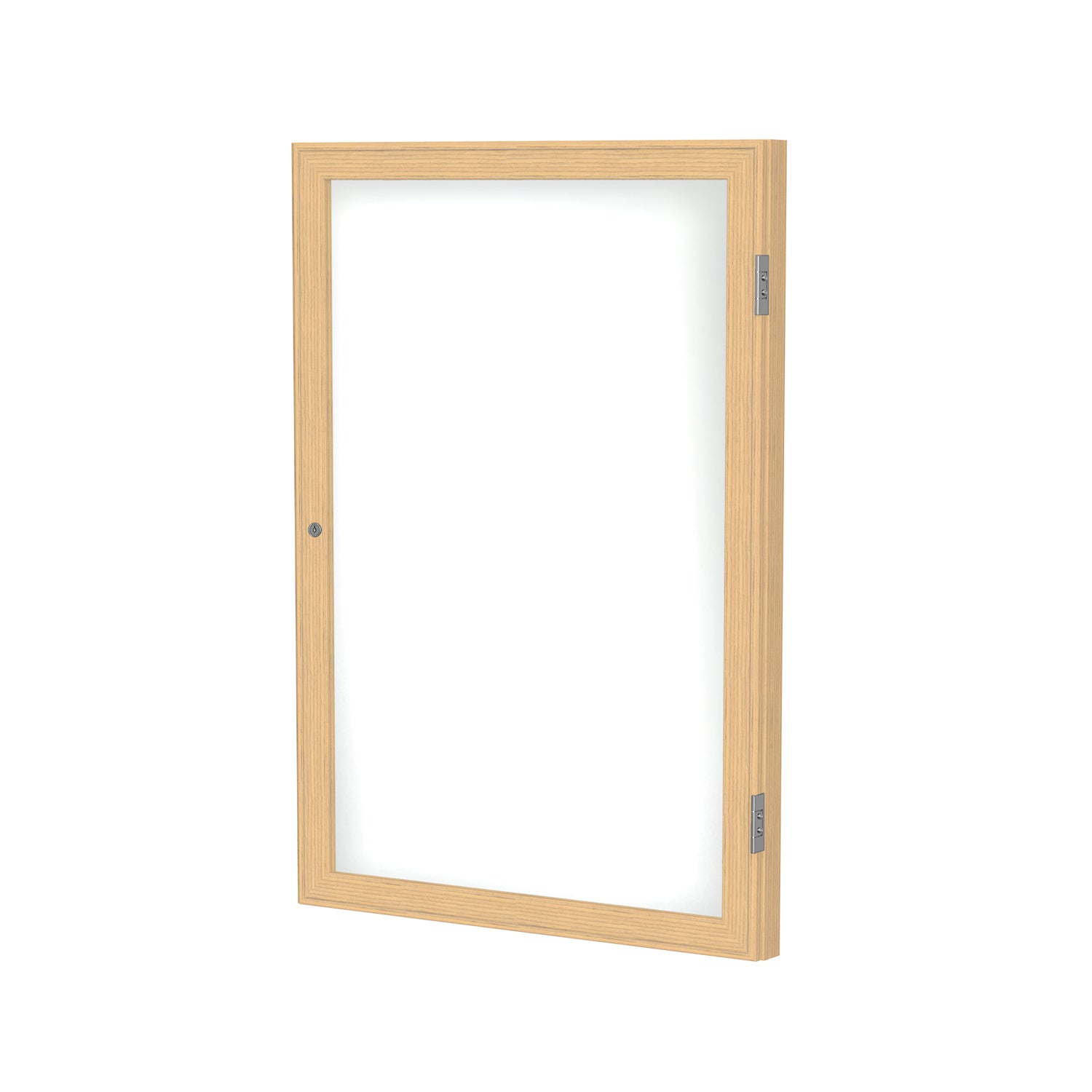 Ghent 1 Door Enclosed Porcelain Whiteboard, Magnetic w/ Oak Wood Frame, 24"H x 18"W_0