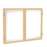 Ghent 2 Door Enclosed Porcelain Whiteboard, Magnetic w/ Oak Wood Frame, 3'H x 5'W_0