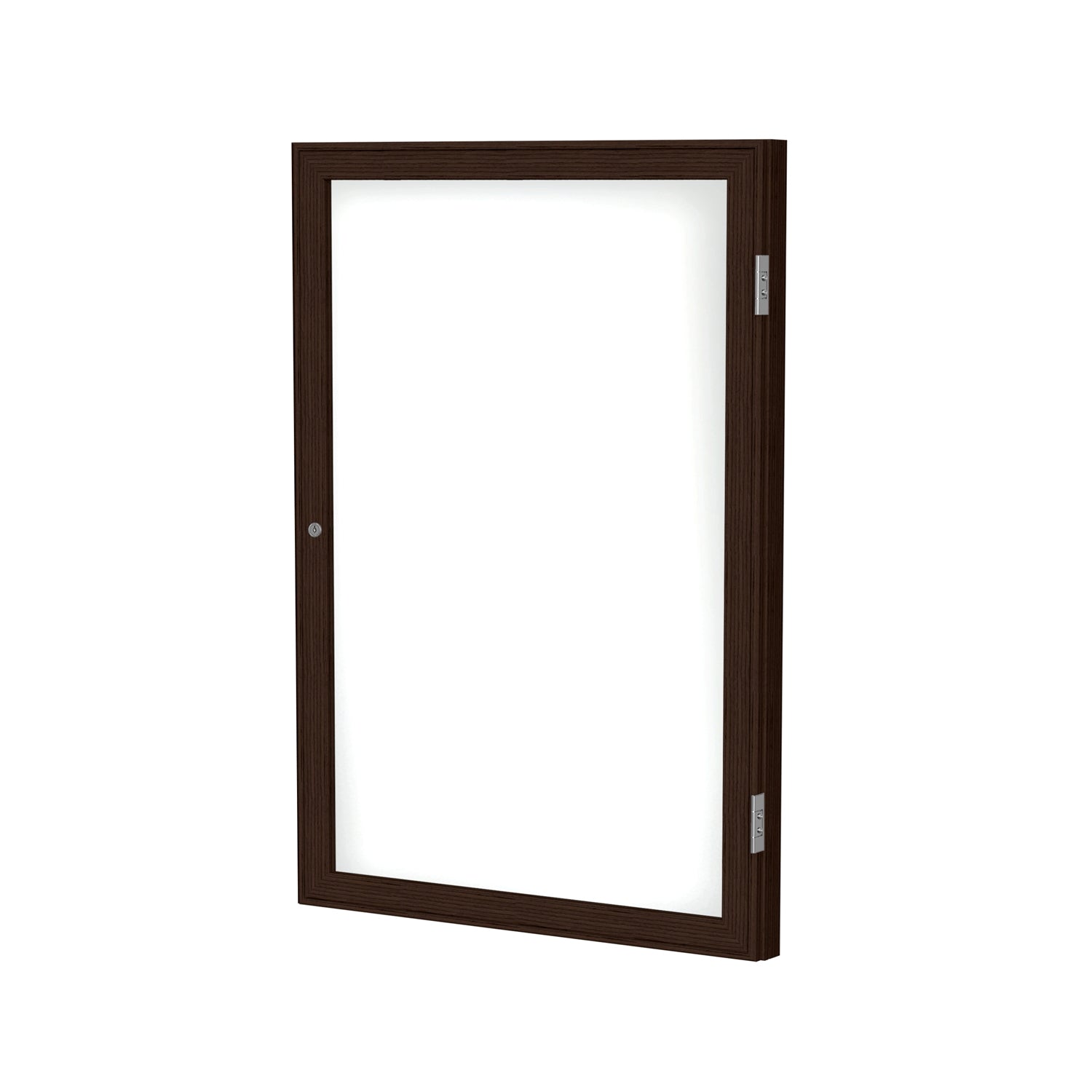 Ghent 1 Door Enclosed Porcelain Whiteboard, Magnetic w/ Walnut Wood Frame, 24"H x 18"W_0