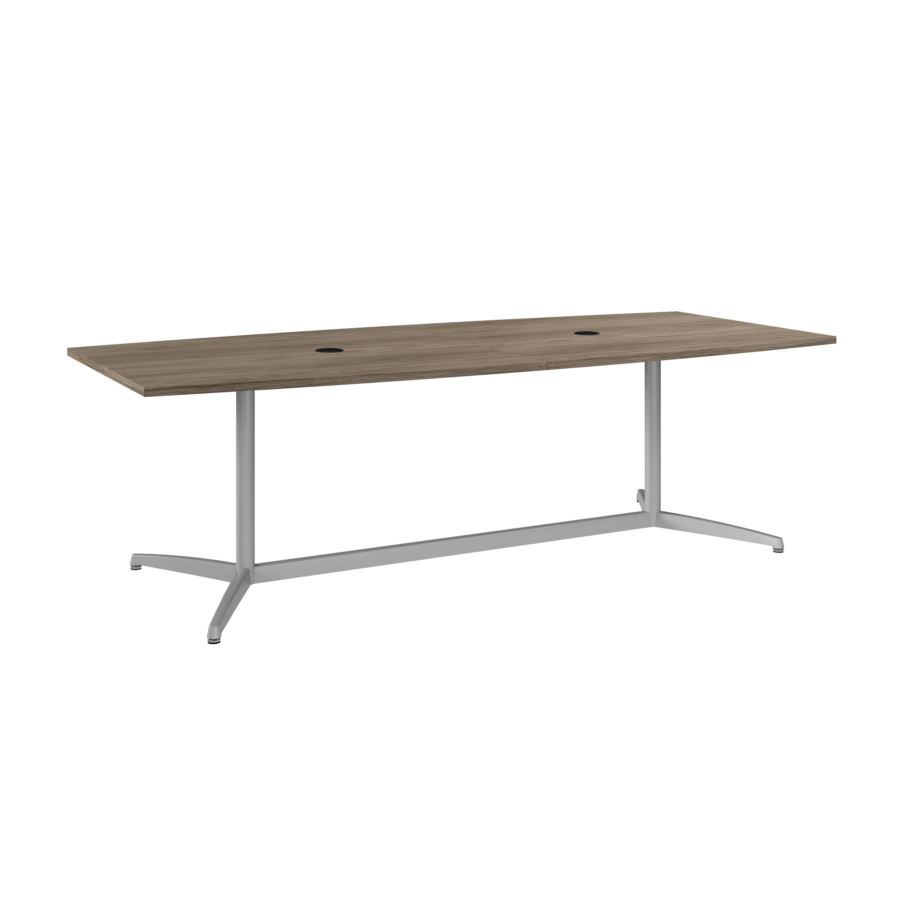 Bush Business Furniture 96W x 42D Boat Shaped Conference Table with Metal Base | Modern Hickory_0