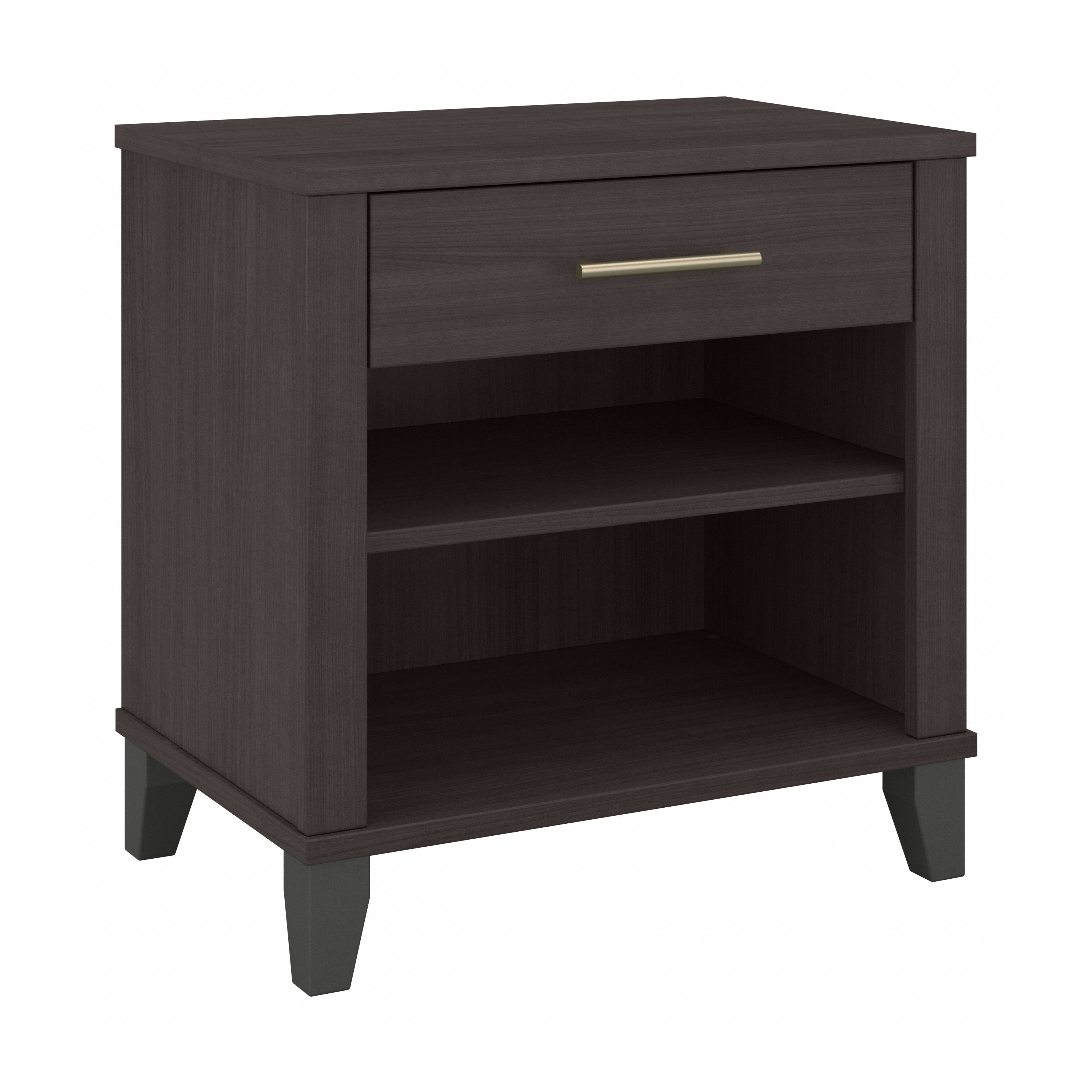 Bush Furniture Somerset Nightstand with Drawer and Shelves | Storm Gray_0