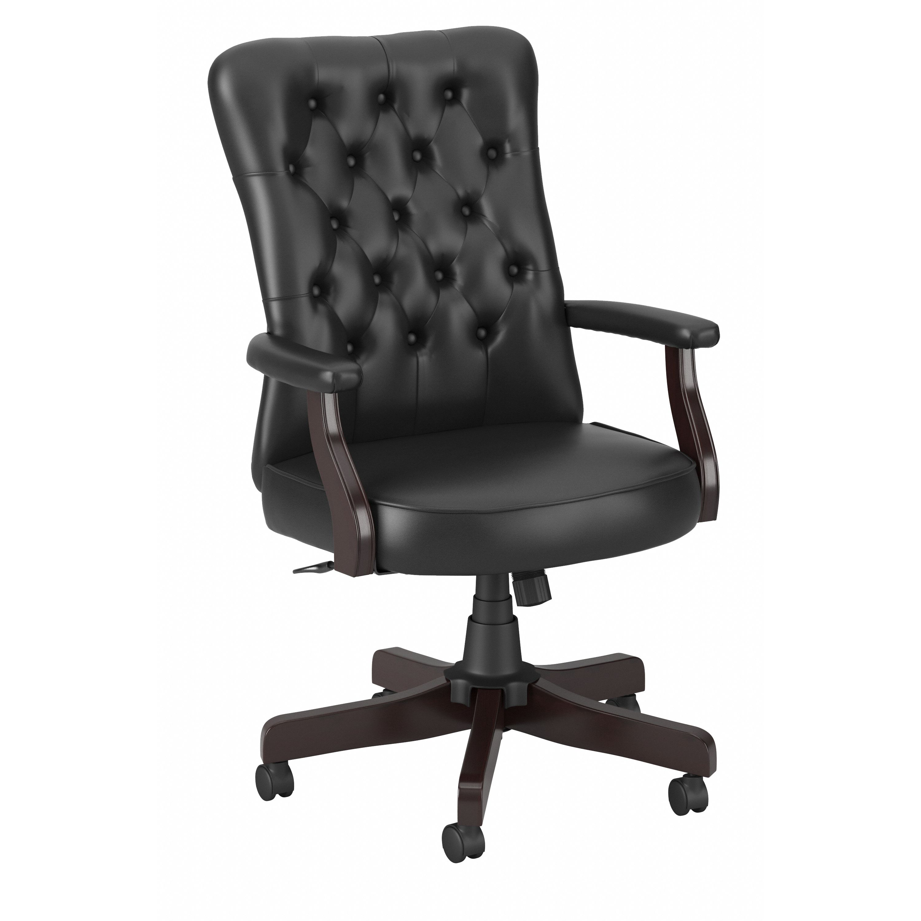 Bush Business Furniture Arden Lane High Back Tufted Office Chair with Arms | Black Leather_0