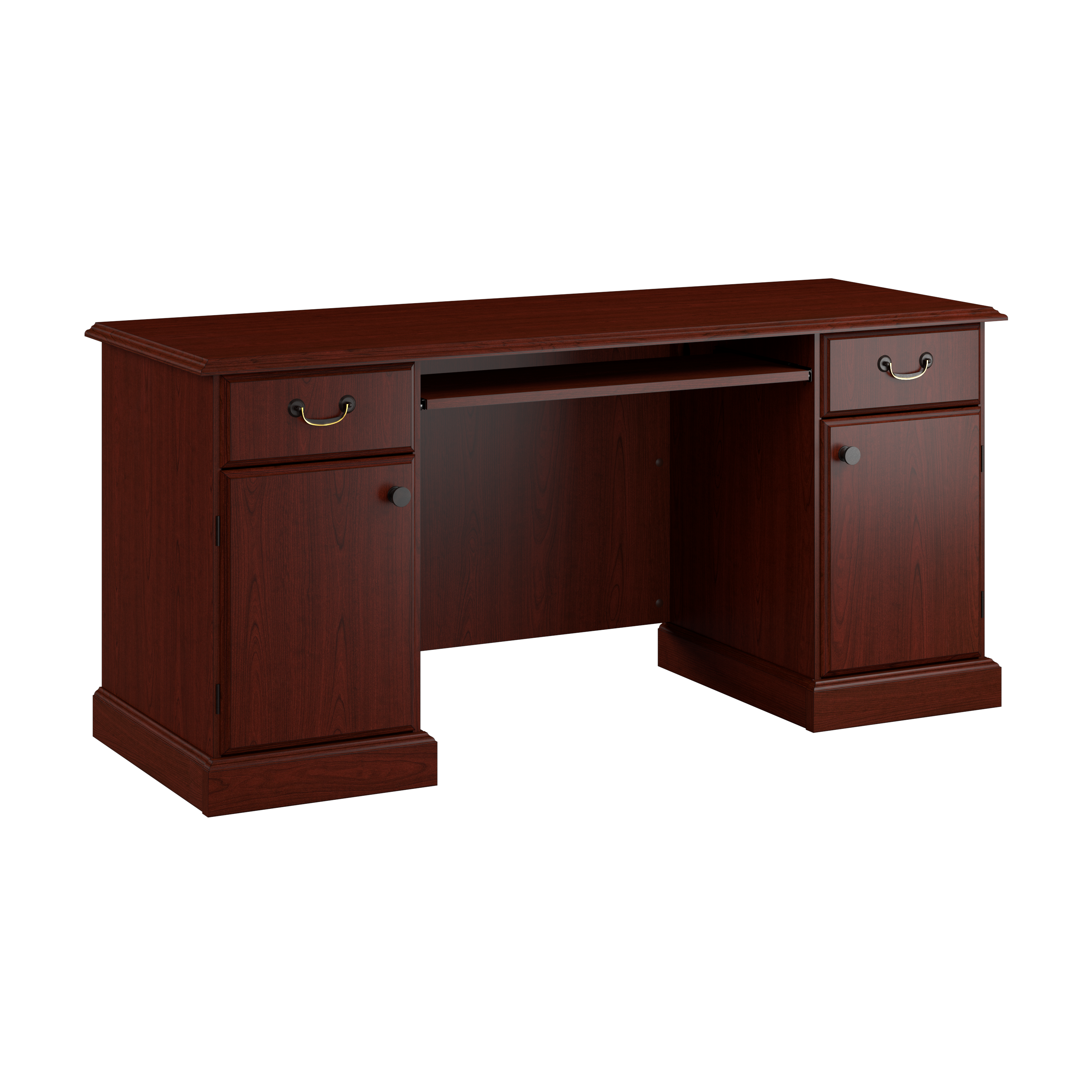 Bush Business Furniture Arlington Computer Desk with Storage and Keyboard Tray | Harvest Cherry_0