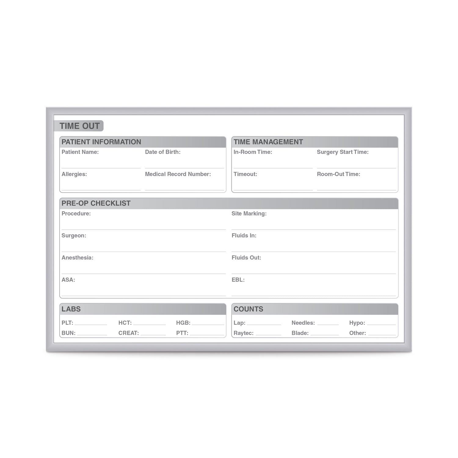 Ghent Time Out Whiteboard, Non-magnetic, 18"H x 24"W_0