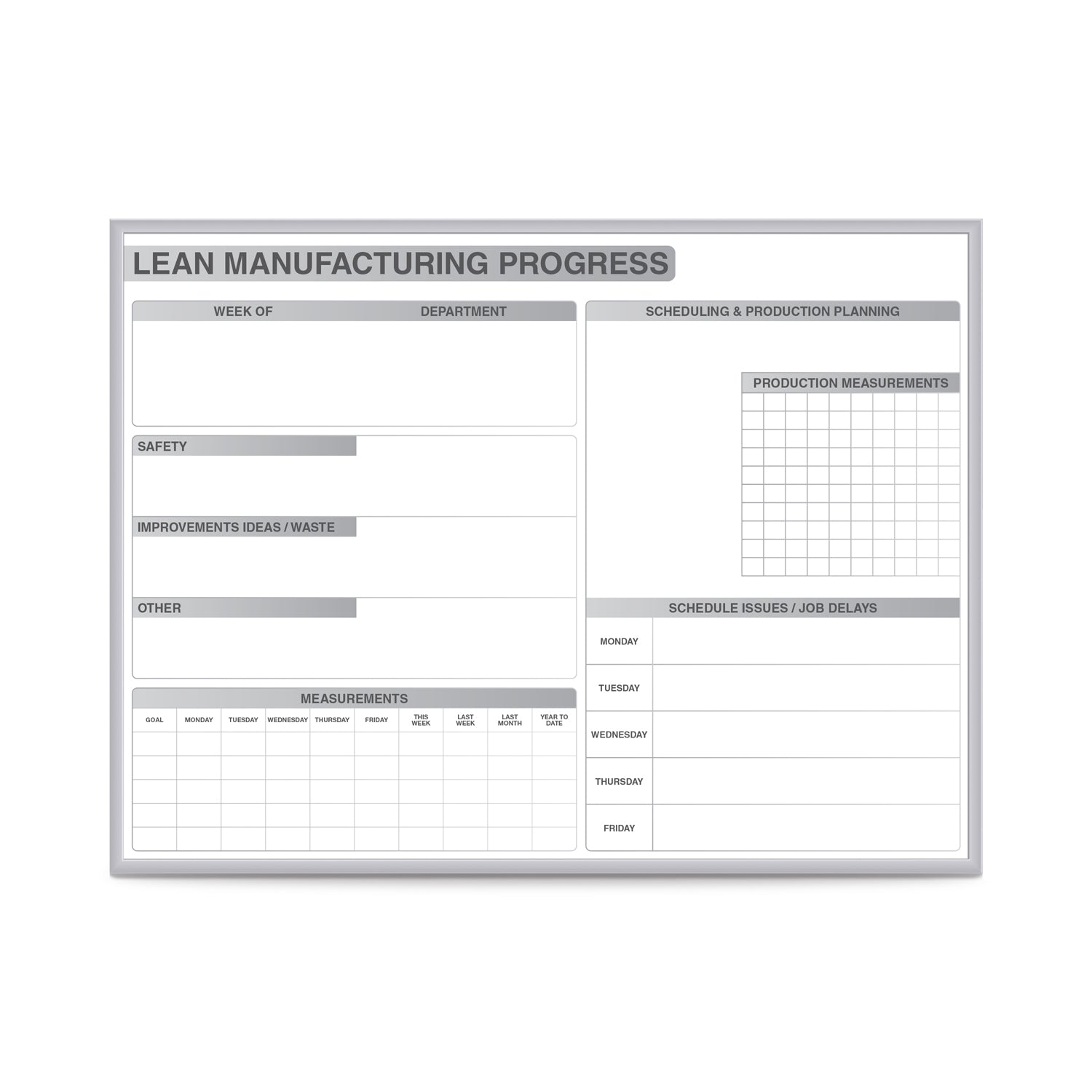 Ghent Lean Manufacturing Whiteboard, Non-magnetic, 2'H x 3'W_0