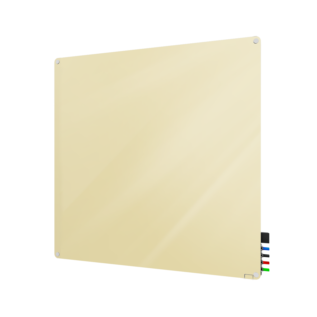 Ghent Harmony Glassboard w/ Standoffs, Magnetic, Radius Corners, 4'H x 4'W, Beige_0