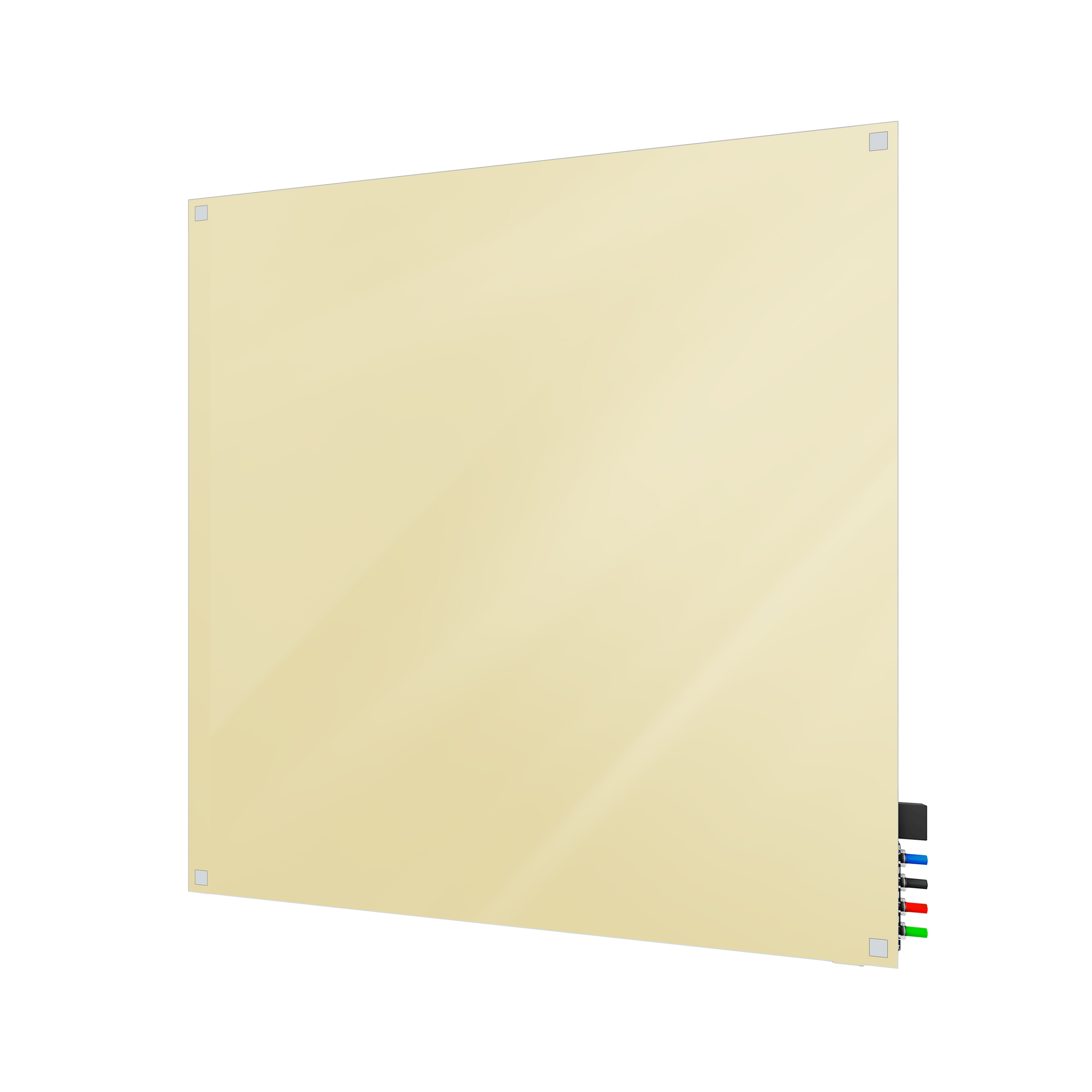 Ghent Harmony Glassboard w/ Standoffs, Magnetic, Square Corners, 4'H x 4'W, Beige_0