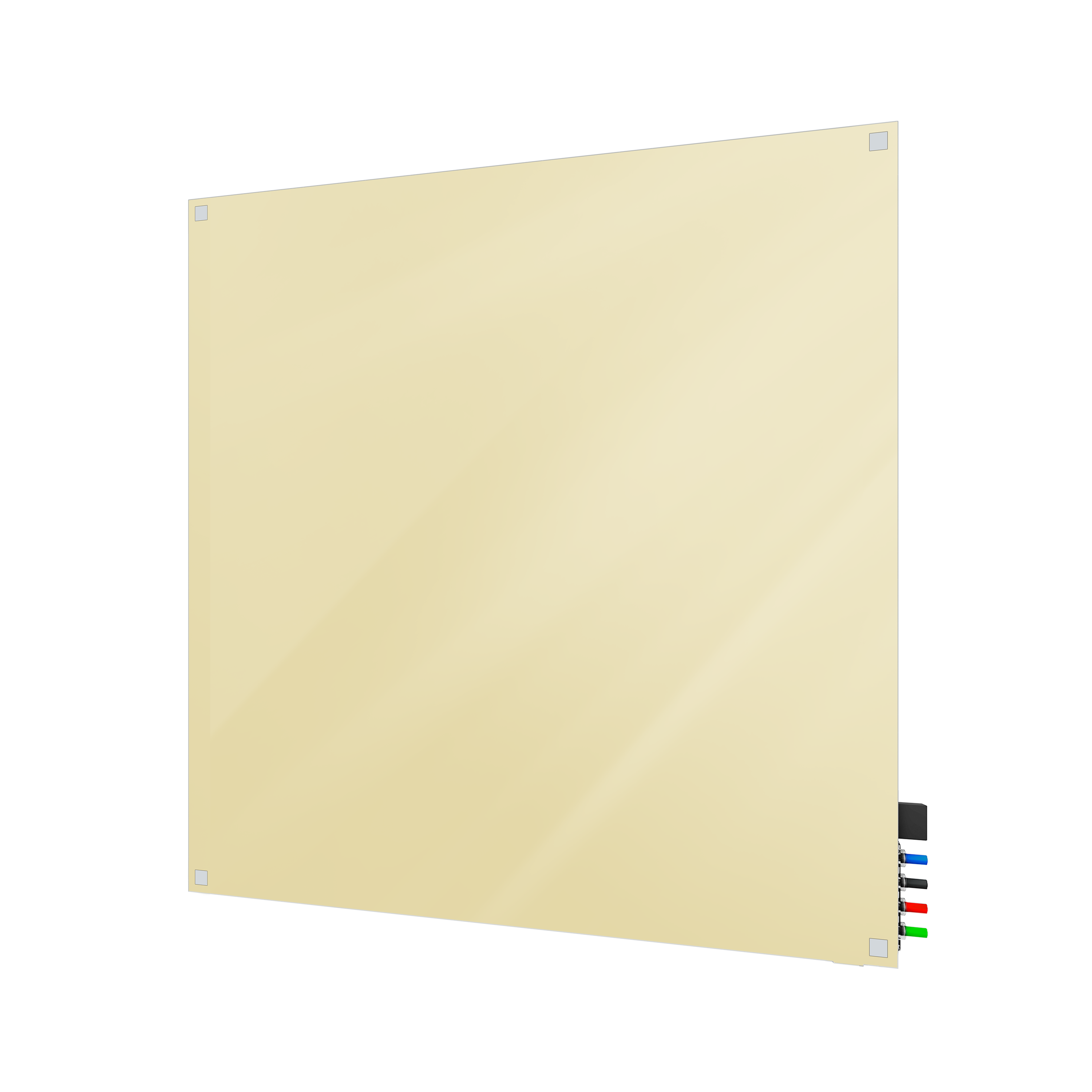 Ghent Harmony Glassboard w/ Standoffs, Non-magnetic, Square Corners, 4'H x 4'W, Beige_0