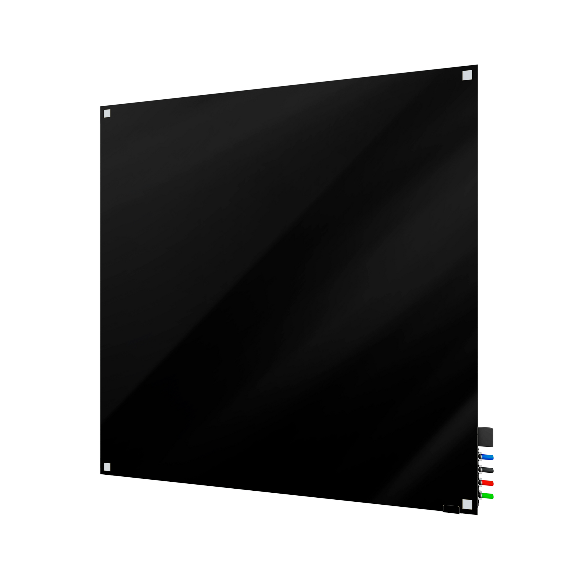 Ghent Harmony Glassboard w/ Standoffs, Magnetic, Square Corners, 4'H x 4'W, Black_0