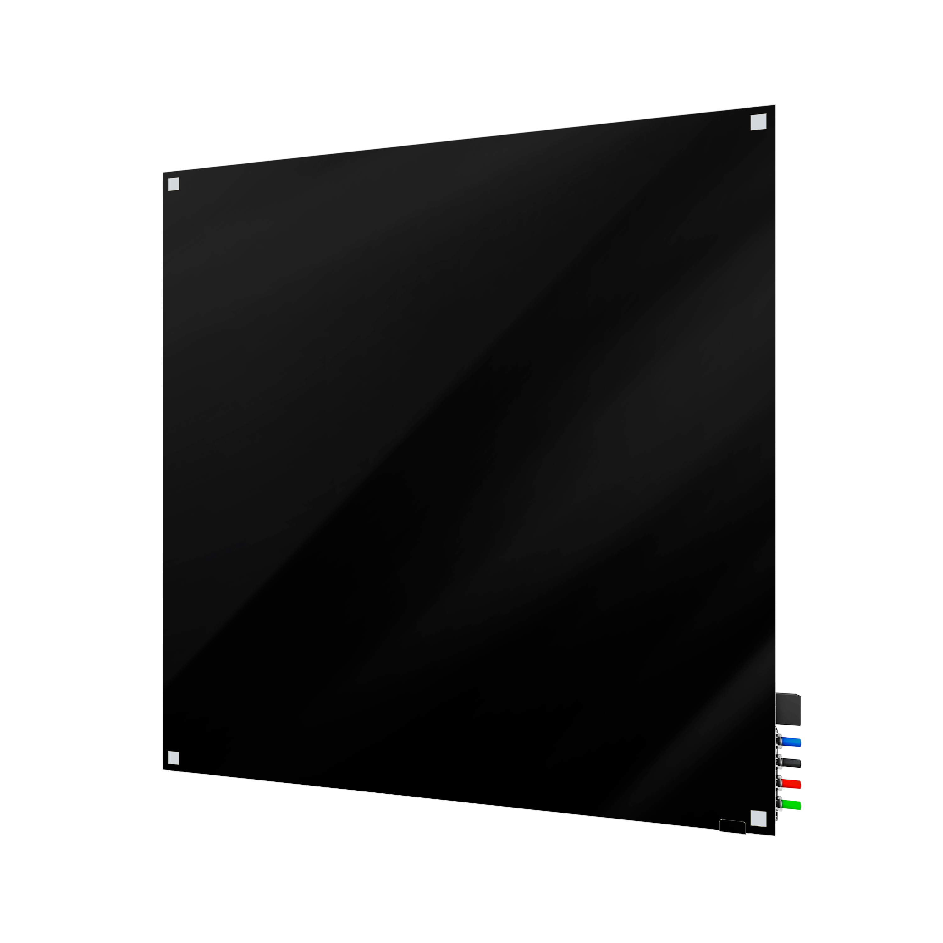 Ghent Harmony Glassboard w/ Standoffs, Non-magnetic, Square Corners, 4'H x 4'W, Black_0