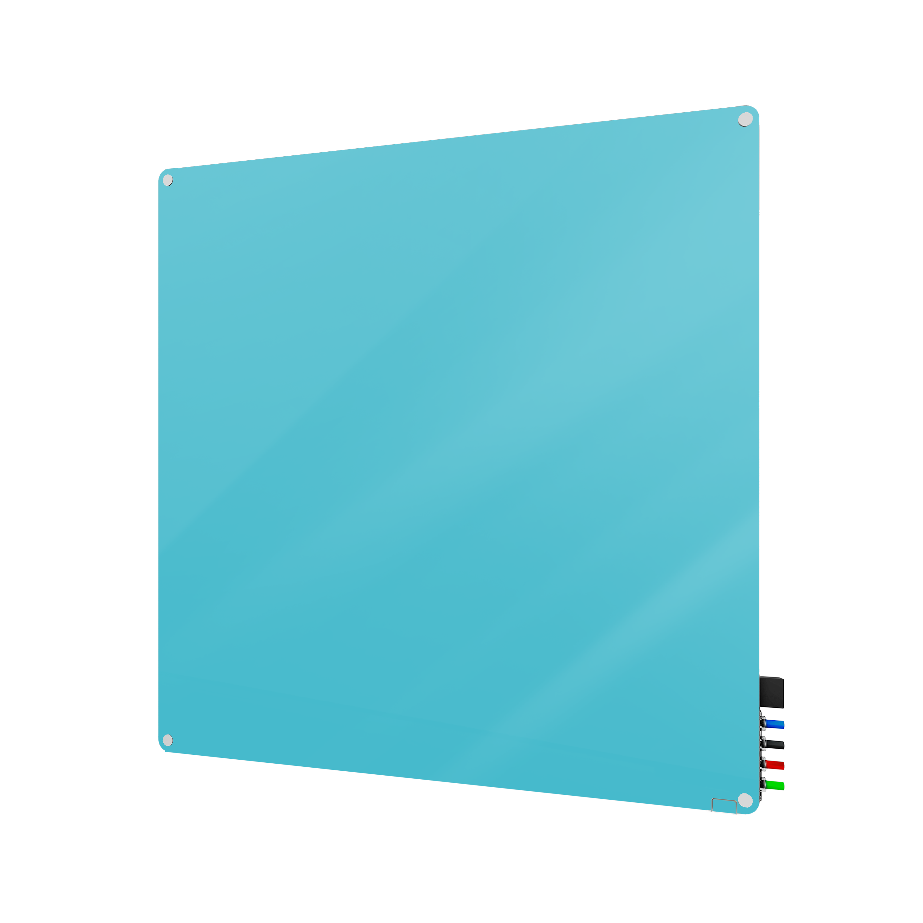 Ghent Harmony Glassboard w/ Standoffs, Magnetic, Radius Corners, 4'H x 4'W, Blue_0