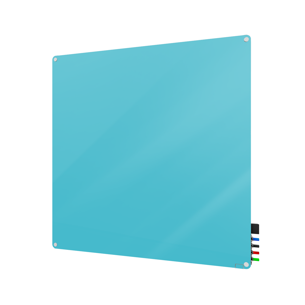 Ghent Harmony Glassboard w/ Standoffs, Non-magnetic, Radius Corners, 4'H x 4'W, Blue_0