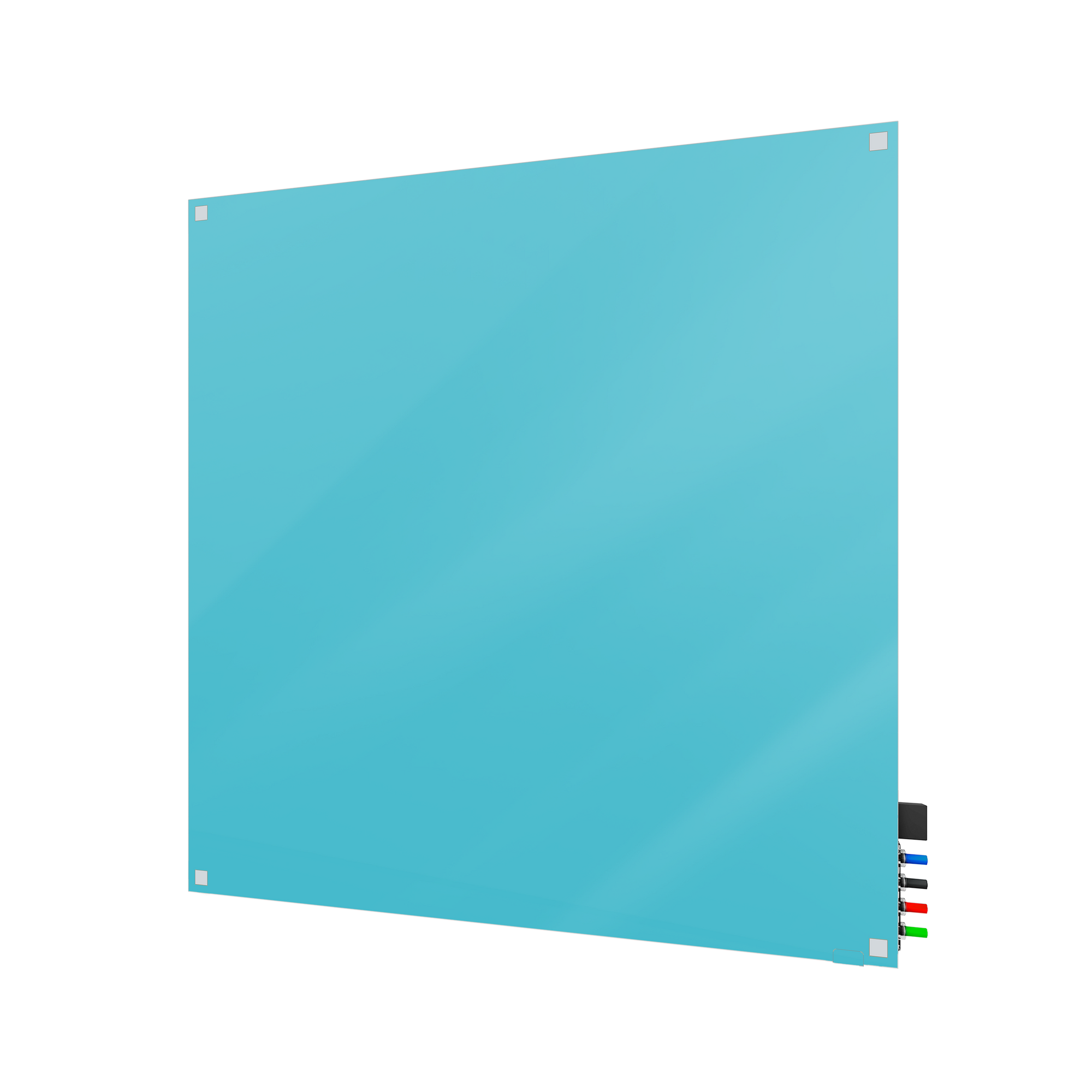 Ghent Harmony Glassboard w/ Standoffs, Magnetic, Square Corners, 4'H x 4'W, Blue_0