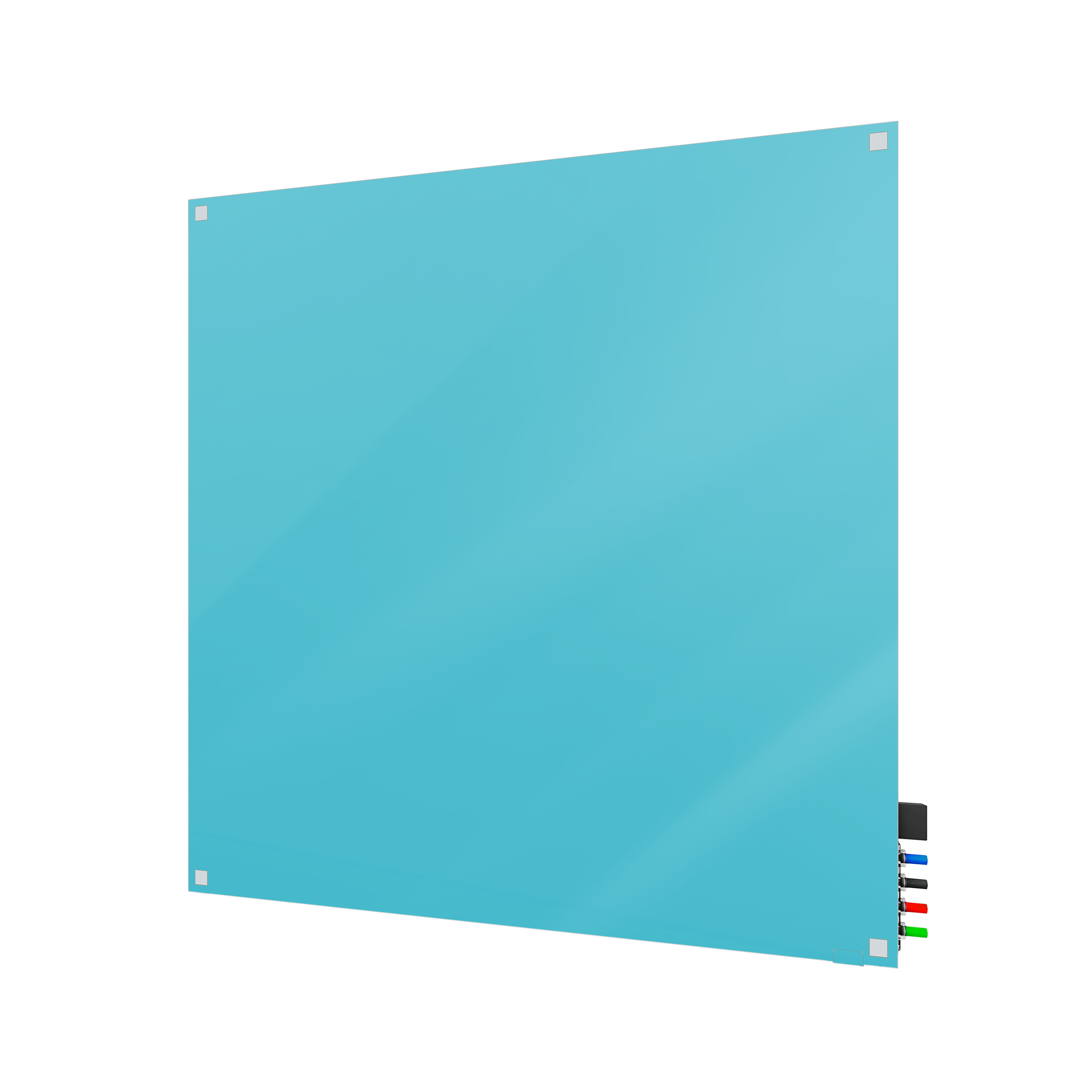 Ghent Harmony Glassboard w/ Standoffs, Magnetic, Square Corners, 4'H x 4'W, Blue_0