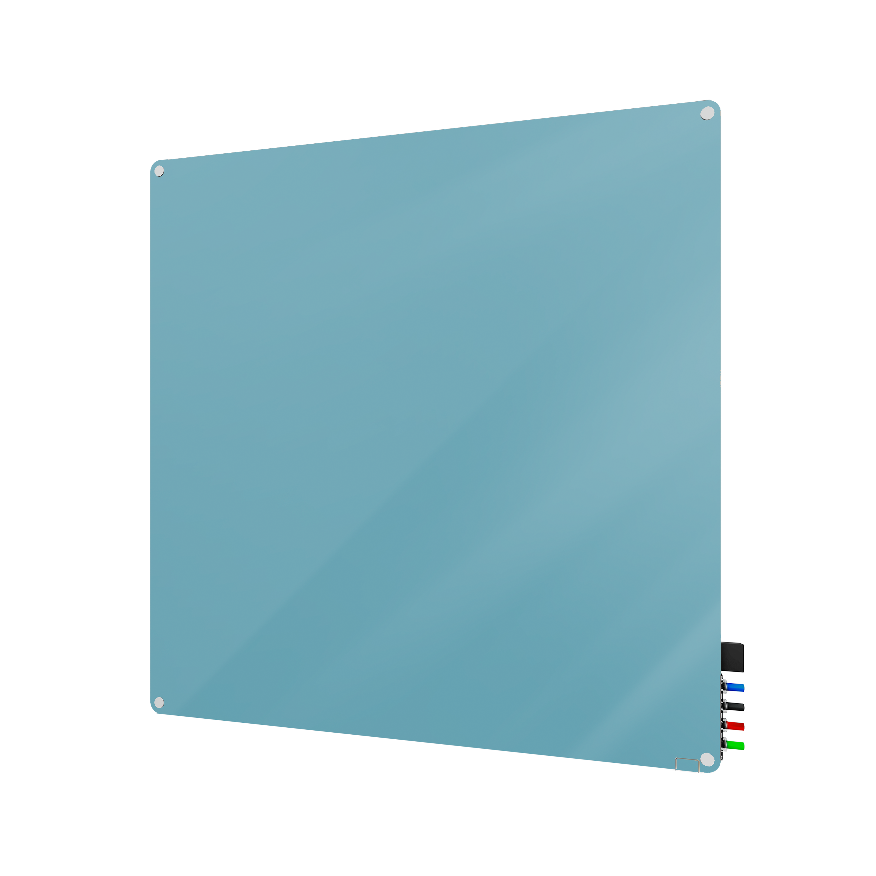 Ghent Harmony Glassboard w/ Standoffs, Magnetic, Radius Corners, 4'H x 4'W, Denim_0