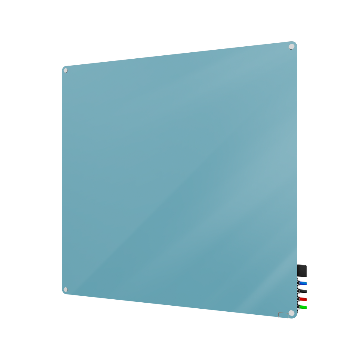 Ghent Harmony Glassboard w/ Standoffs, Magnetic, Radius Corners, 4'H x 4'W, Denim_0