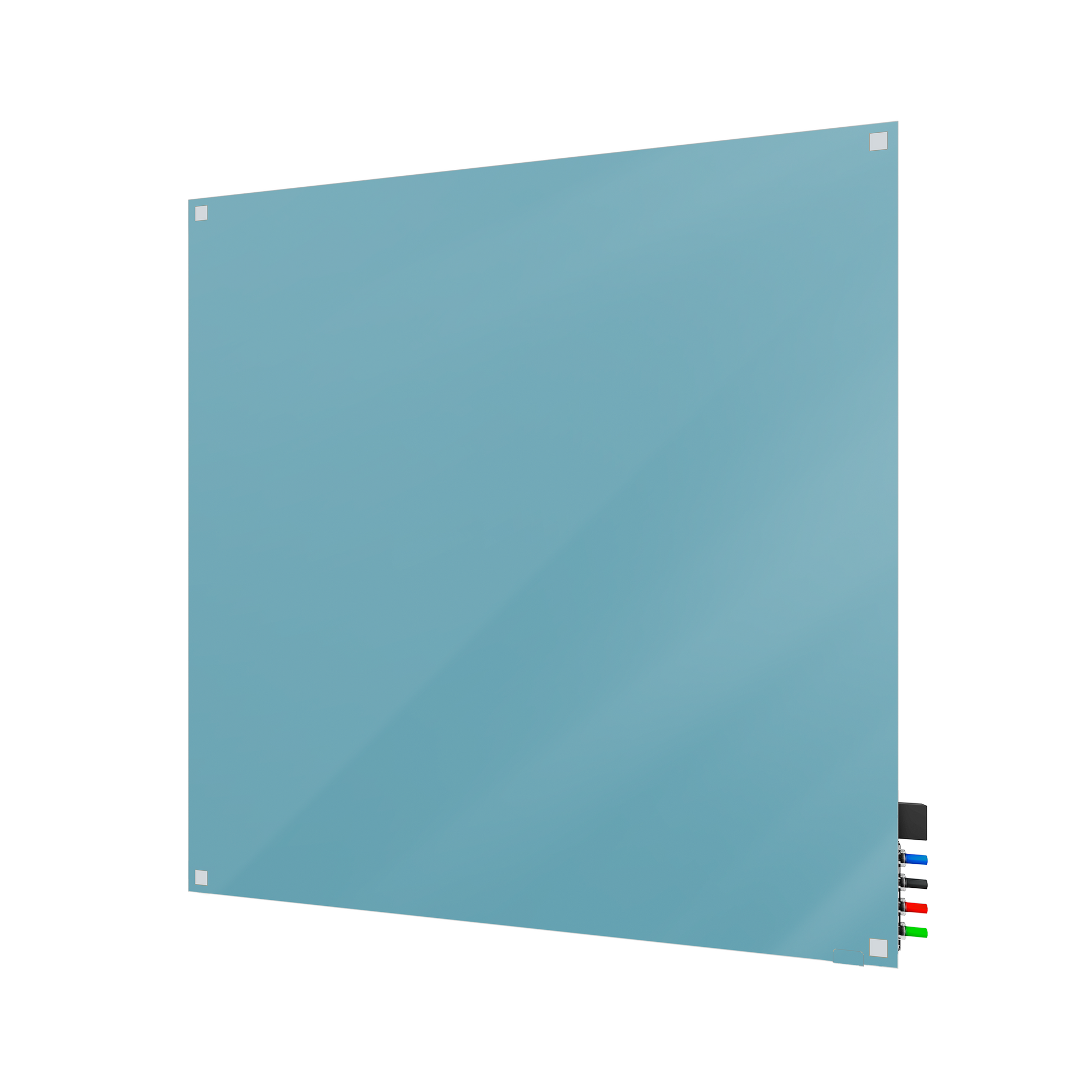 Ghent Harmony Glassboard w/ Standoffs, Magnetic, Square Corners, 4'H x 4'W, Denim_0