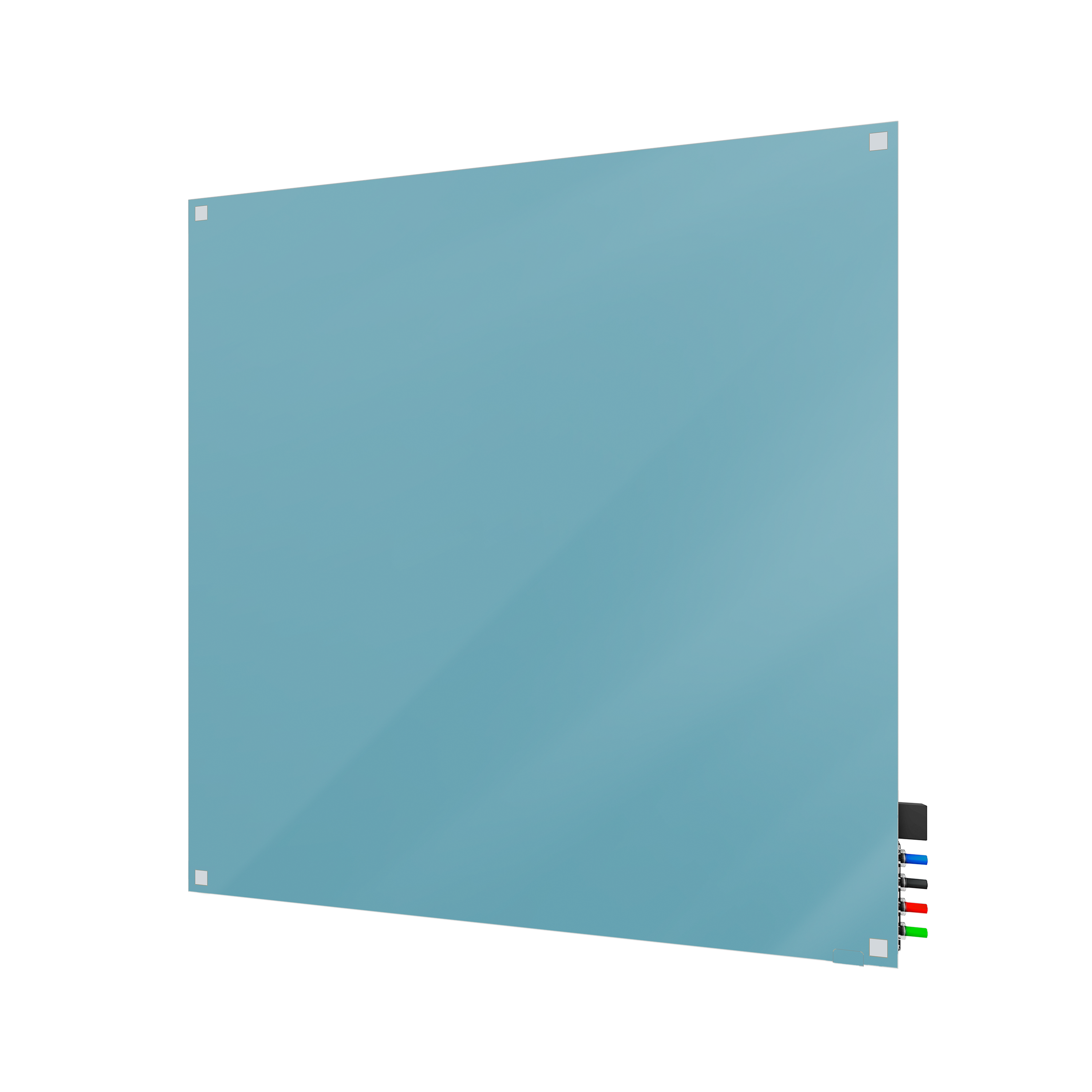 Ghent Harmony Glassboard w/ Standoffs, Magnetic, Square Corners, 4'H x 4'W, Denim_0