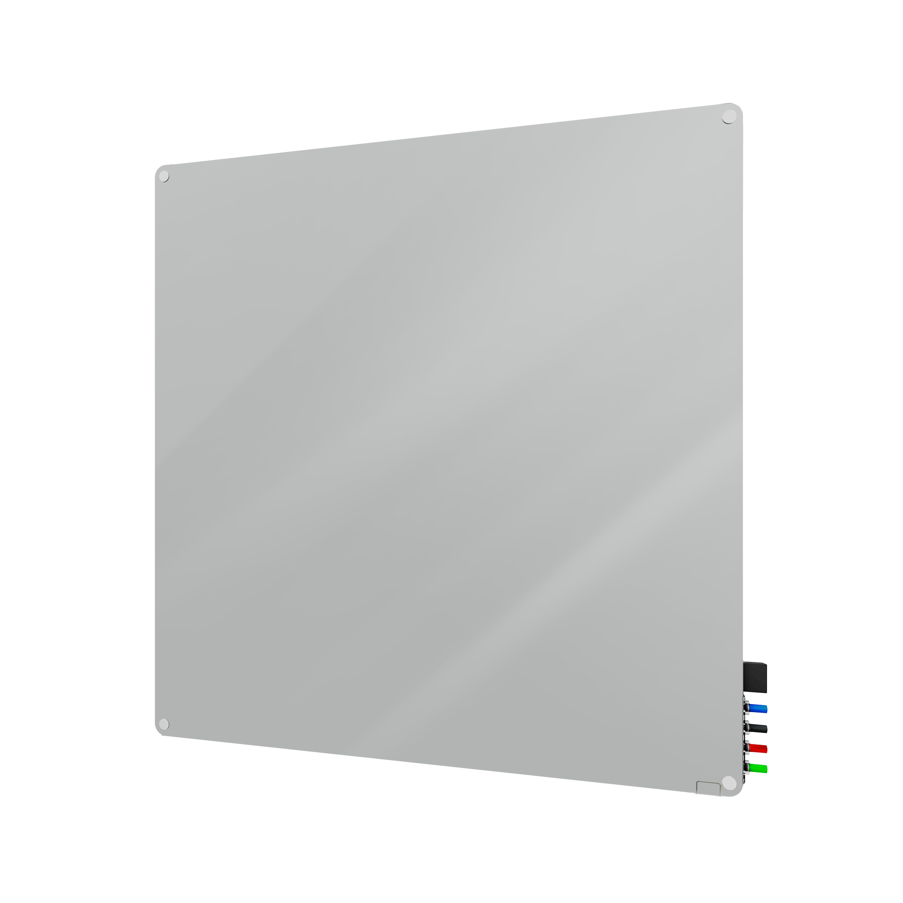 Ghent Harmony Glassboard w/ Standoffs, Magnetic, Radius Corners, 4'H x 4'W, Gray_0