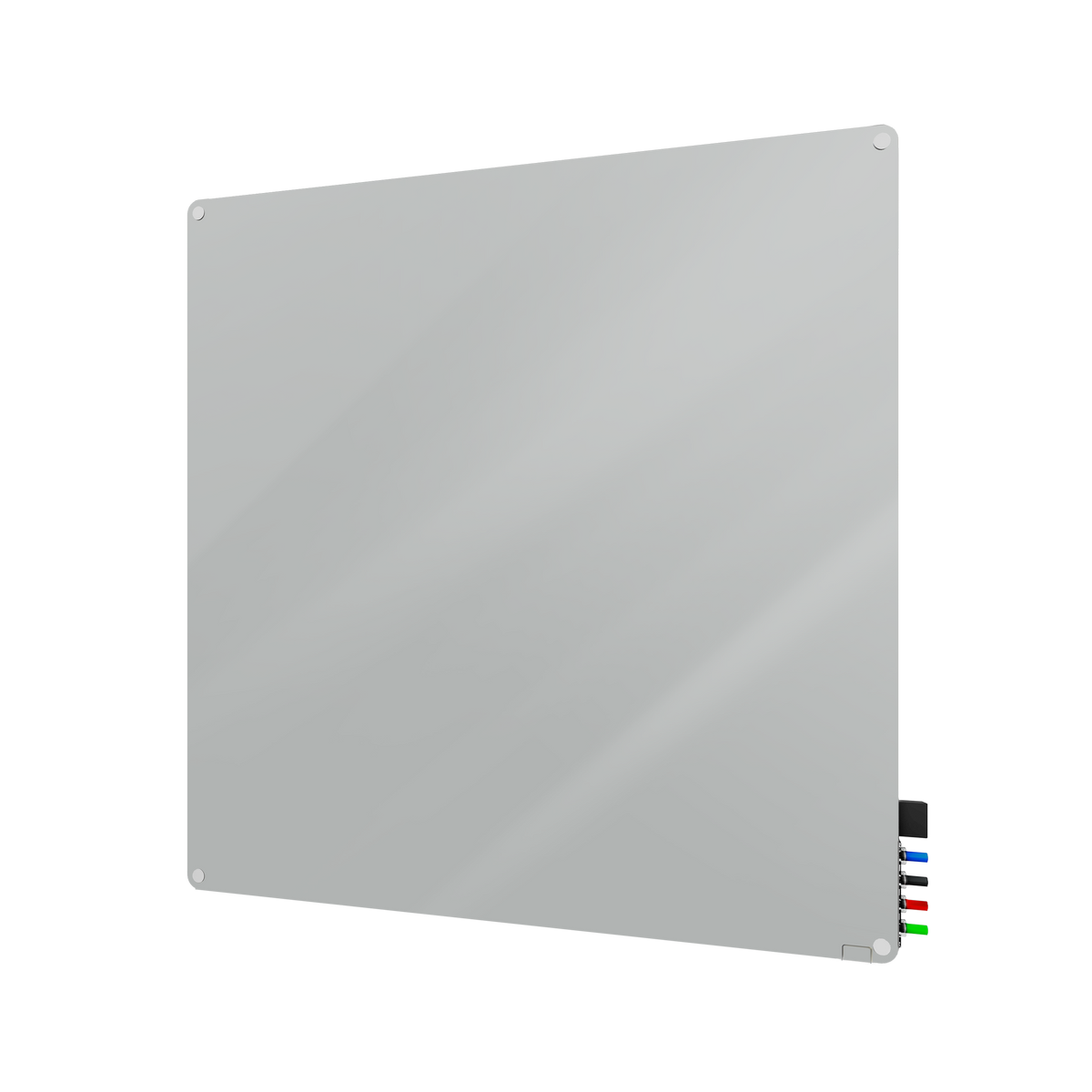 Ghent Harmony Glassboard w/ Standoffs, Non-magnetic, Radius Corners, 4'H x 4'W, Gray_0