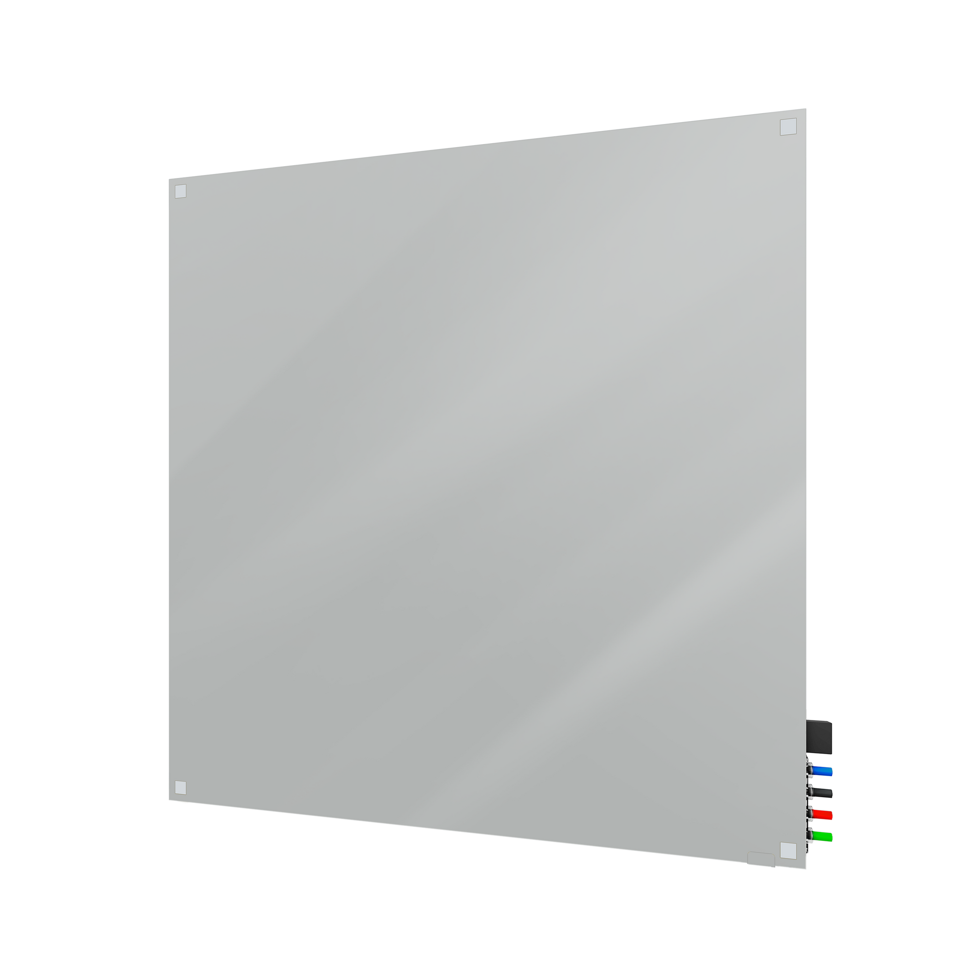 Ghent Harmony Glassboard w/ Standoffs, Magnetic, Square Corners, 4'H x 4'W, Gray_0