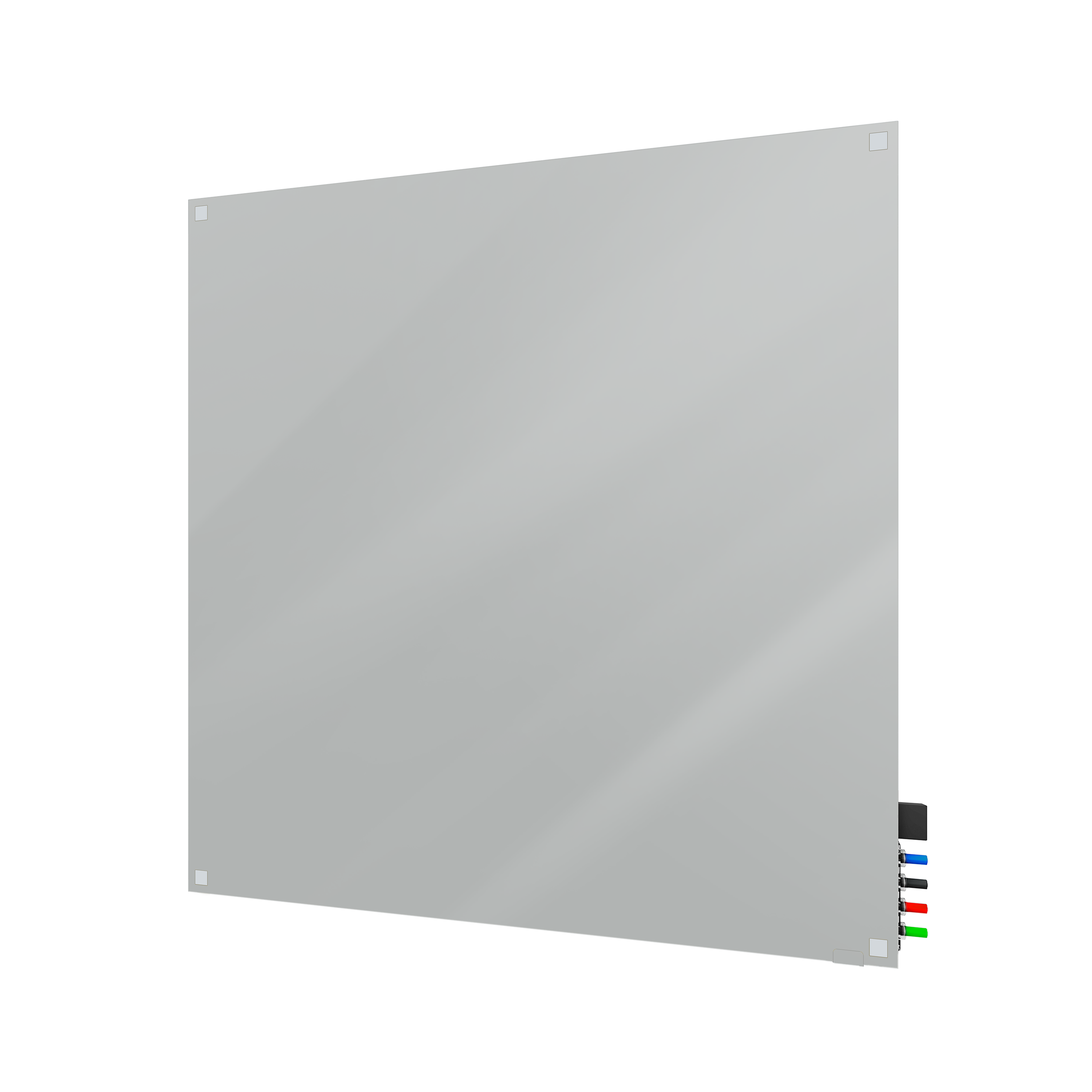 Ghent Harmony Glassboard w/ Standoffs, Magnetic, Square Corners, 4'H x 4'W, Gray_0