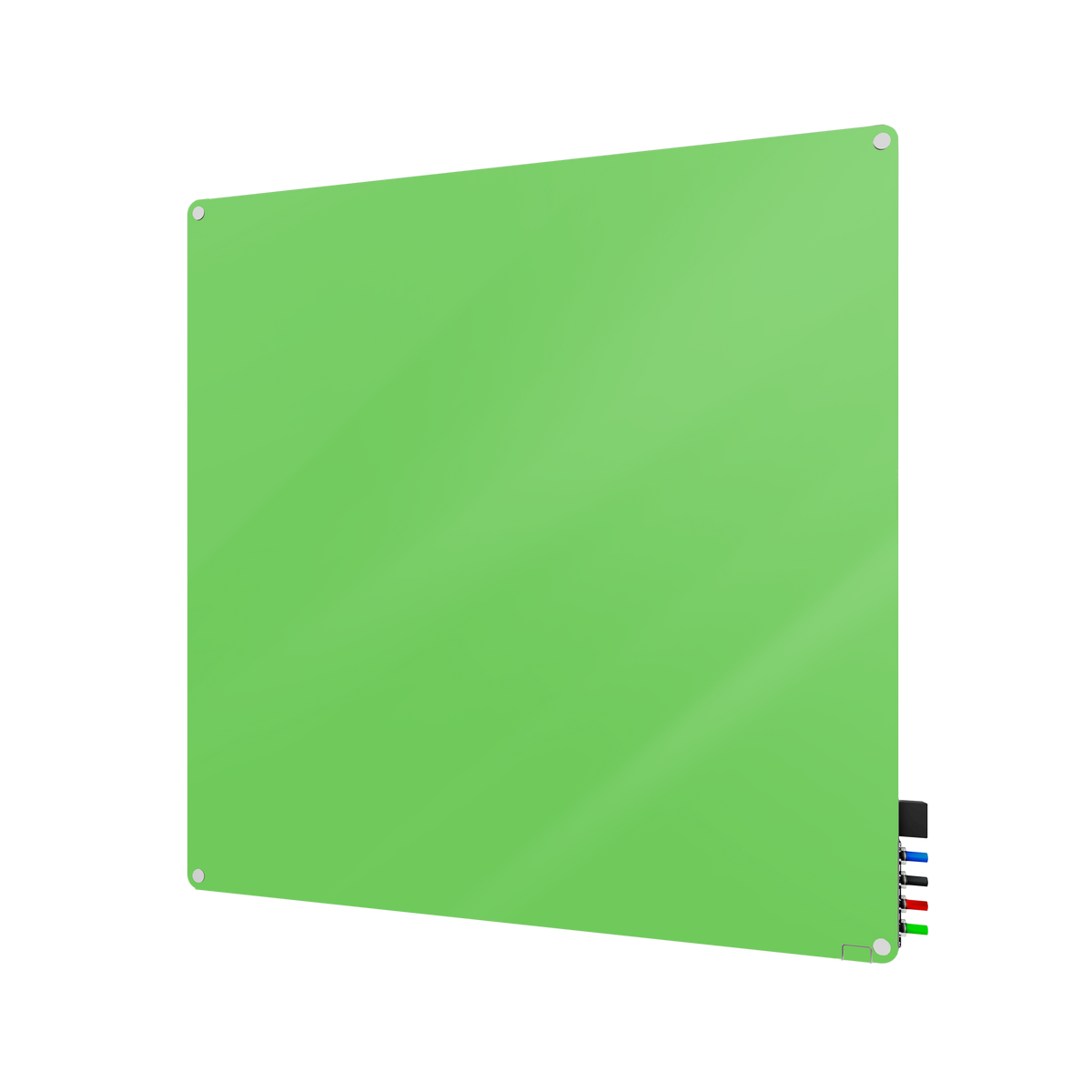 Ghent Harmony Glassboard w/ Standoffs, Magnetic, Radius Corners, 4'H x 4'W, Green_0