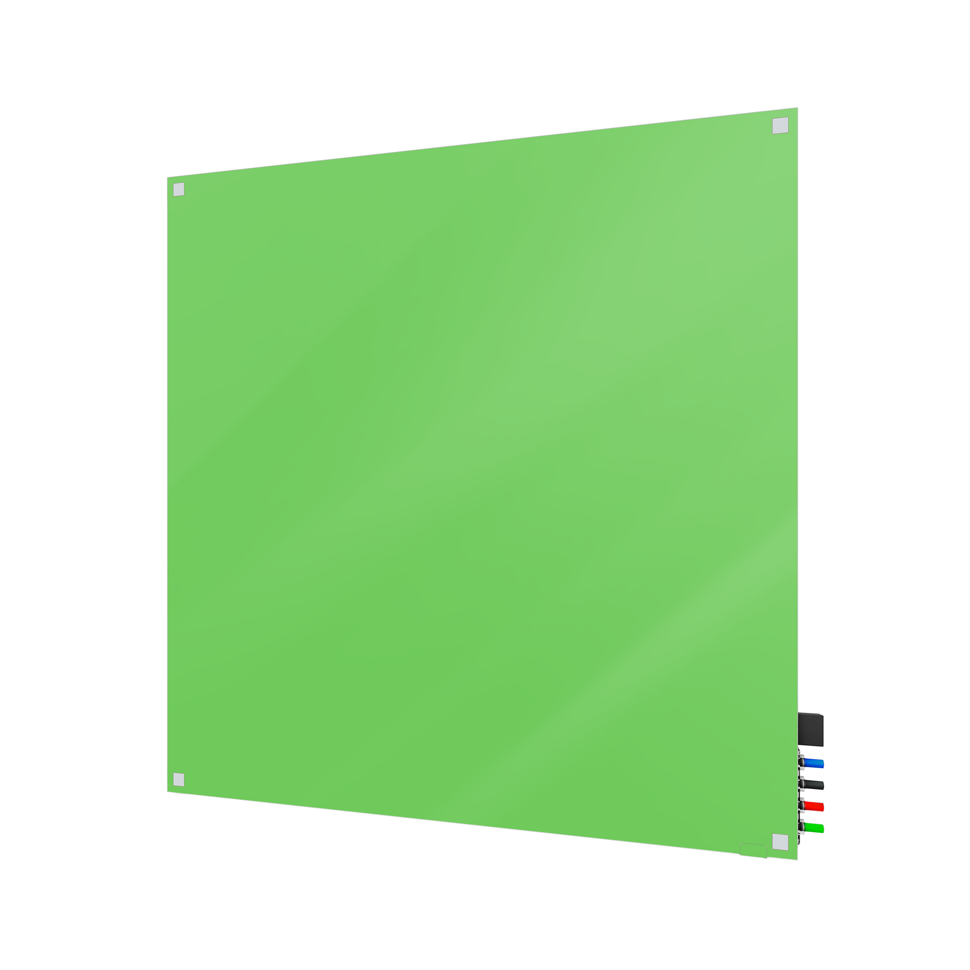 Ghent Harmony Glassboard w/ Standoffs, Magnetic, Square Corners, 4'H x 4'W, Green_0