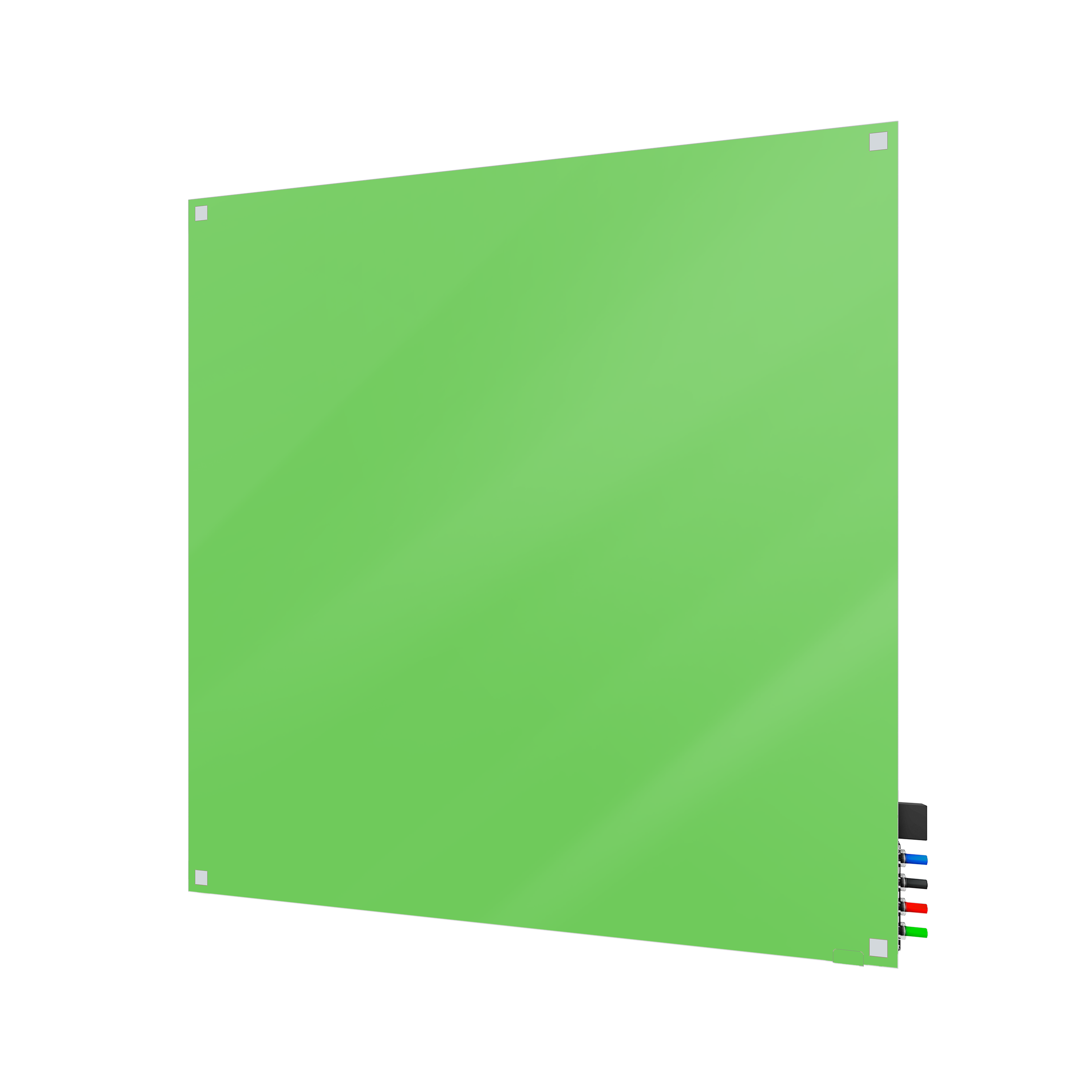 Ghent Harmony Glassboard w/ Standoffs, Magnetic, Square Corners, 4'H x 4'W, Green_0