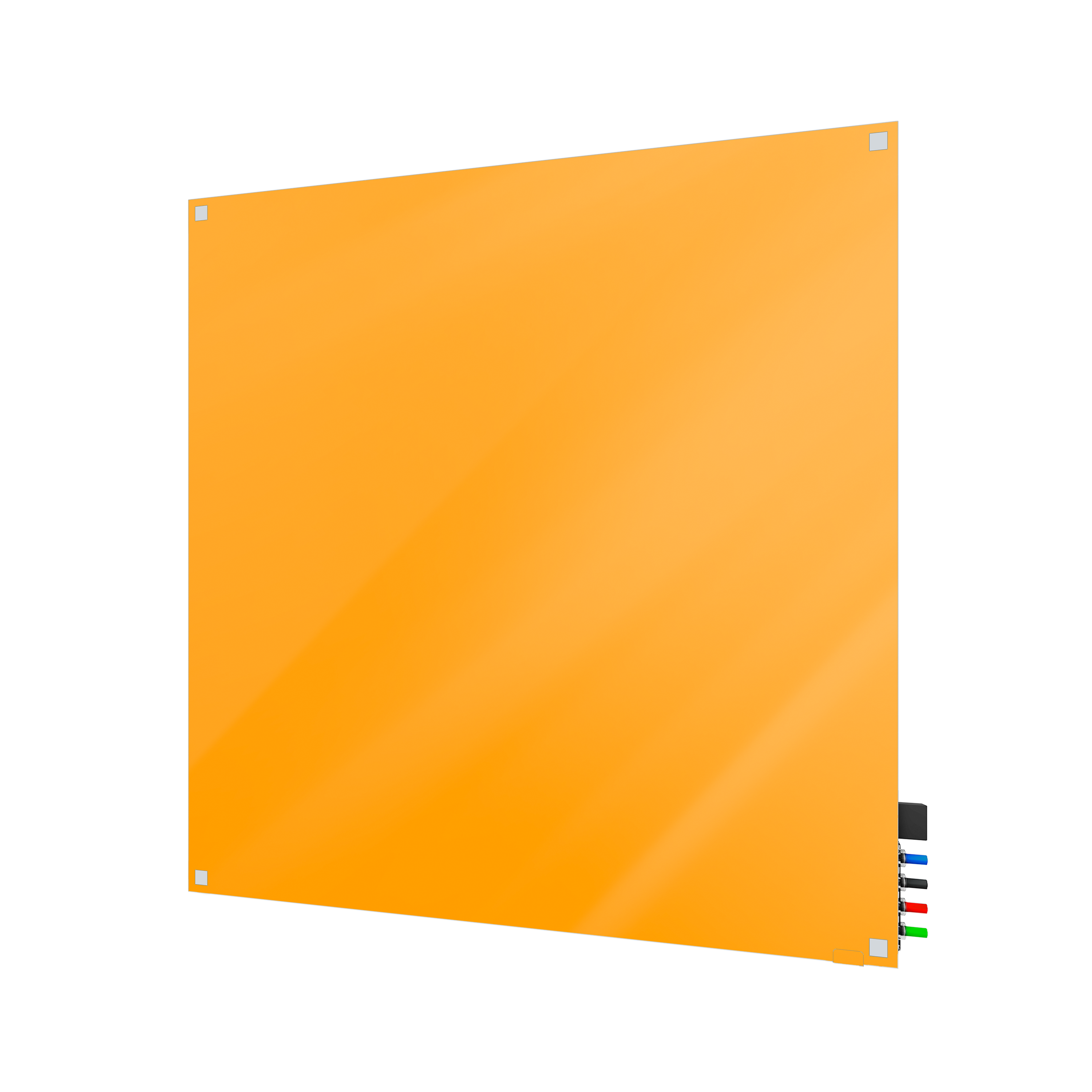 Ghent Harmony Glassboard w/ Standoffs, Non-magnetic, Square Corners, 4'H x 4'W, Marigold_0