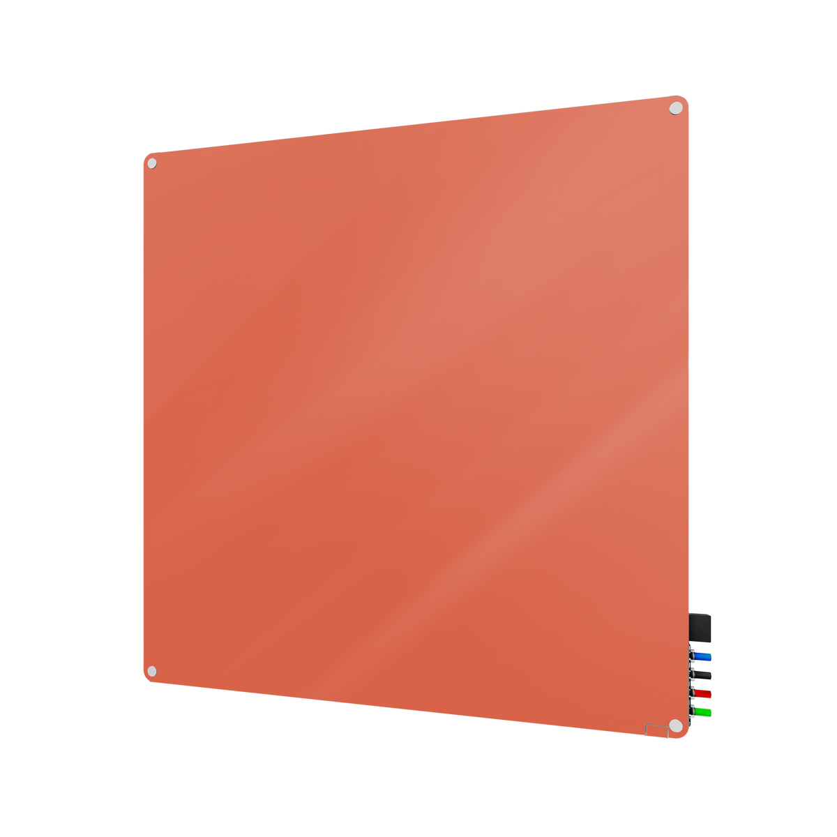 Ghent Harmony Glassboard w/ Standoffs, Magnetic, Radius Corners, 4'H x 4'W, Peach_0