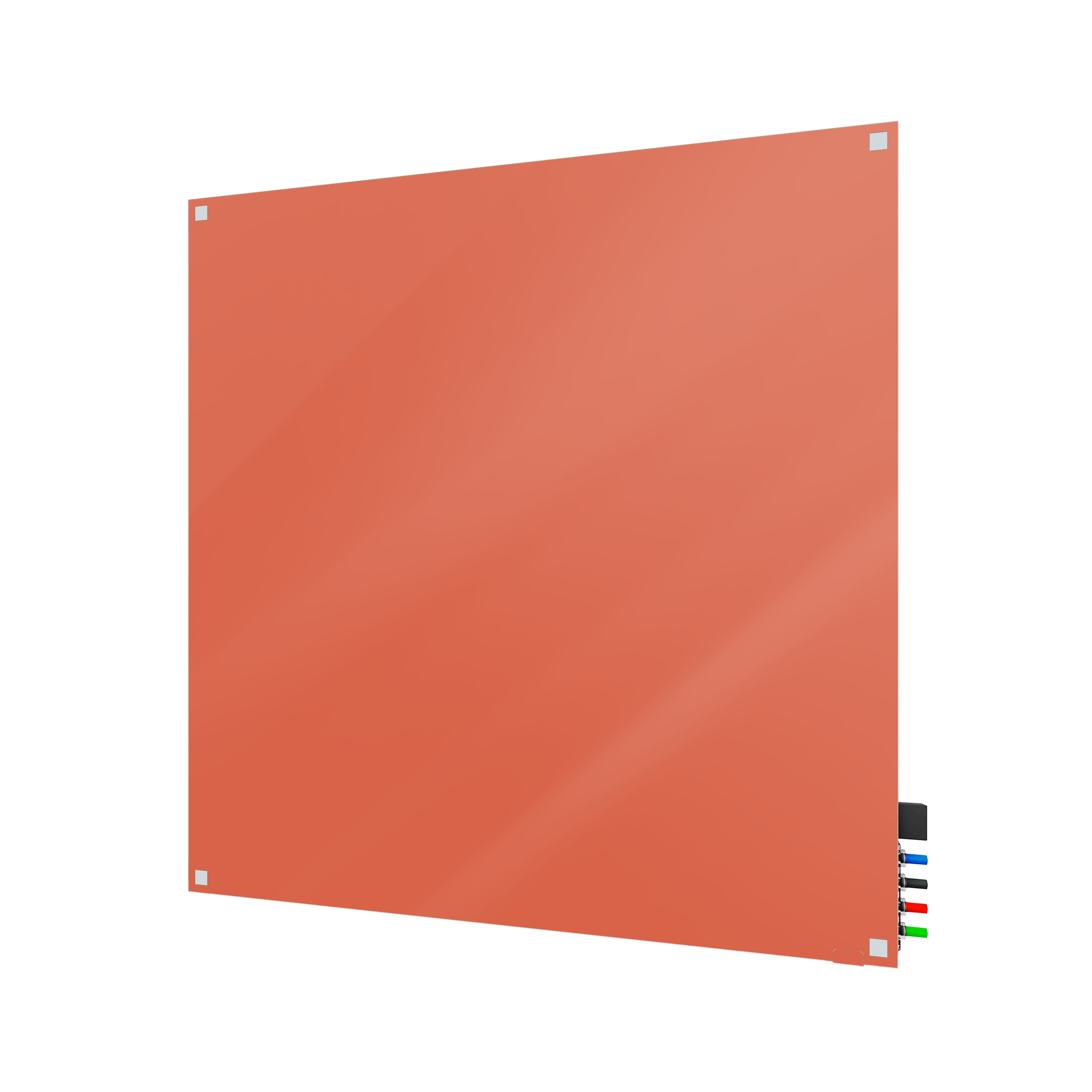 Ghent Harmony Glassboard w/ Standoffs, Non-magnetic, Square Corners, 4'H x 4'W, Peach_0