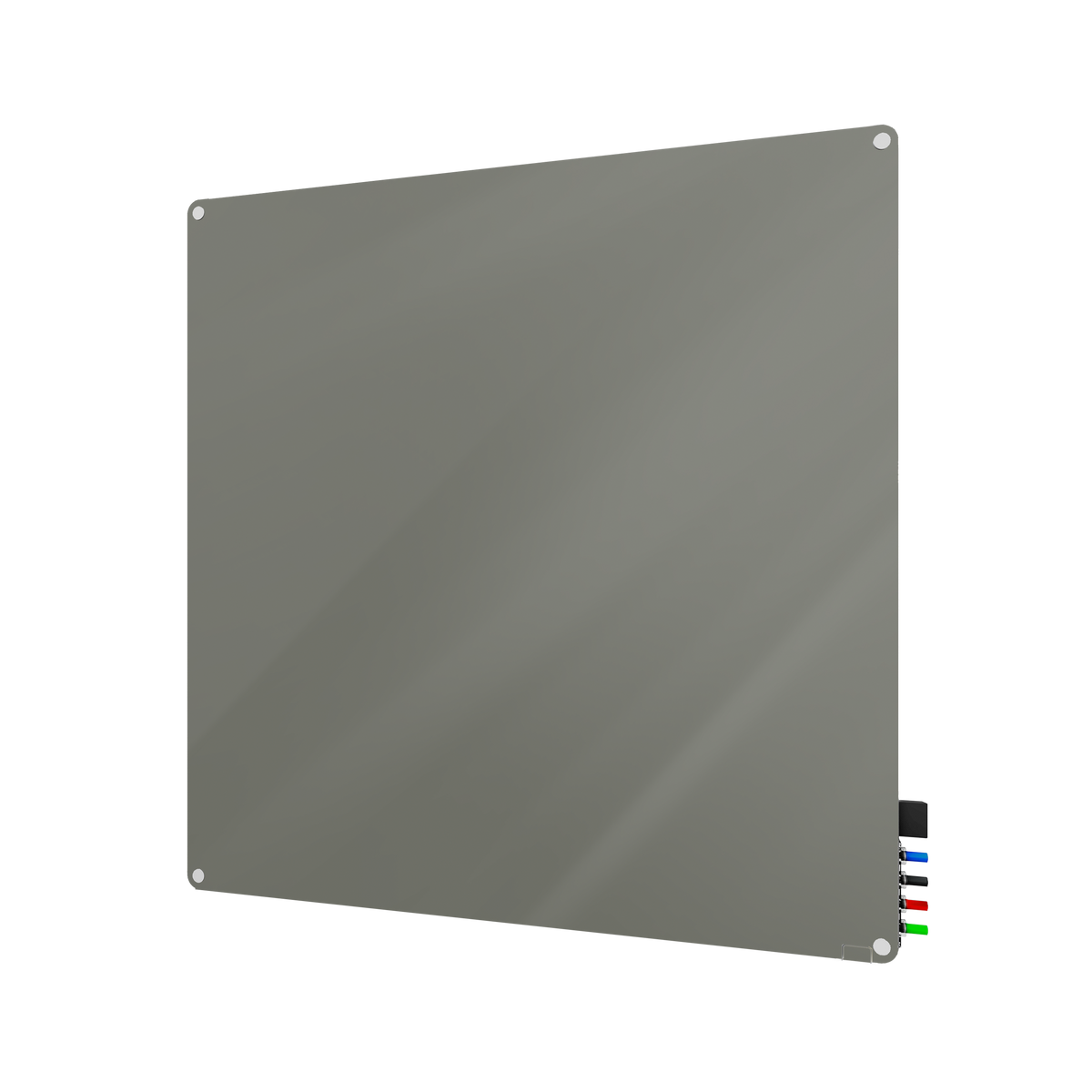 Ghent Harmony Glassboard w/ Standoffs, Non-magnetic, Radius Corners, 4'H x 4'W, Smoke_0